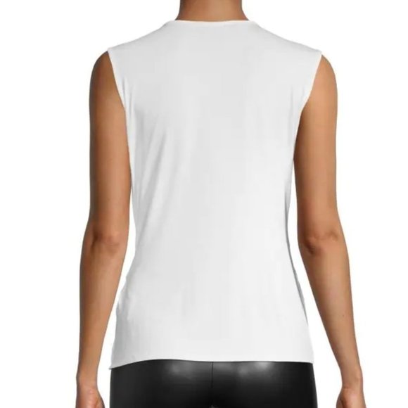 CATHERINE MALANDRINO ​Tie-Front Faux Wrap Top NWT Size Small White - Picture 2 of 3